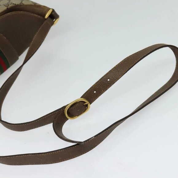 GUCCI Web Sherry Line GG Supreme Shoulder Bag PVC Beige Auth - Picture 8 of 16